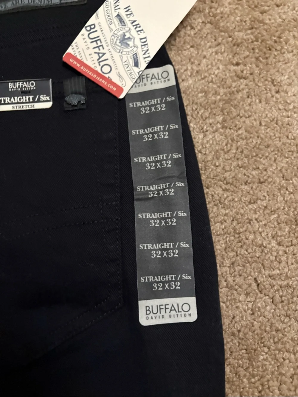 Buffalo By David Bitton Men's 32x32 Straight Six Straight Stretch Black Jeans